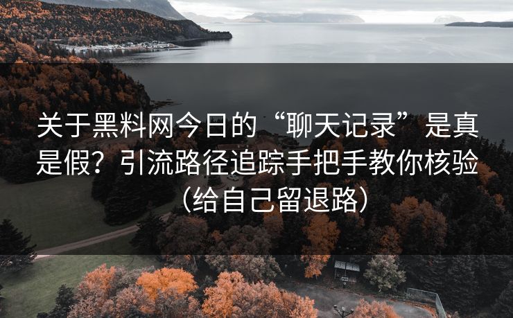 关于黑料网今日的“聊天记录”是真是假？引流路径追踪手把手教你核验（给自己留退路）