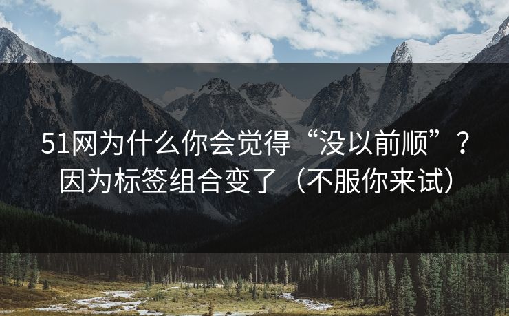 51网为什么你会觉得“没以前顺”？因为标签组合变了（不服你来试）